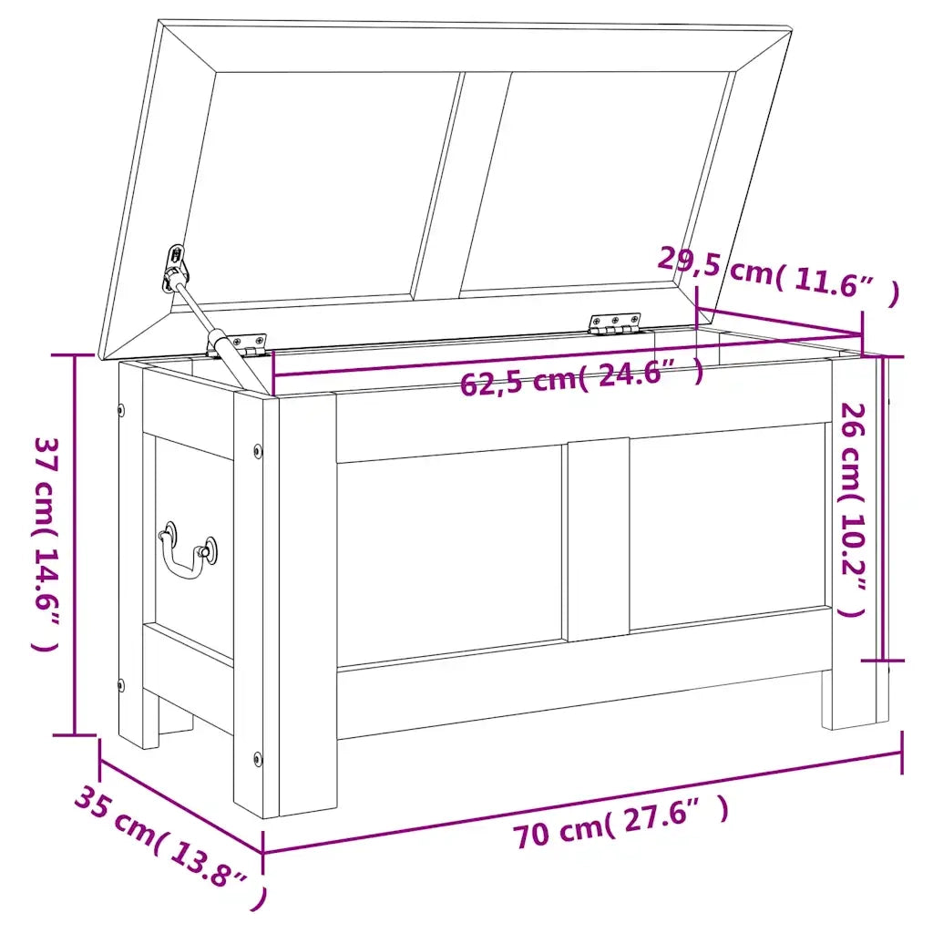 Cassapanca con Coperchio Marrone in Legno Massello di Acacia 364914