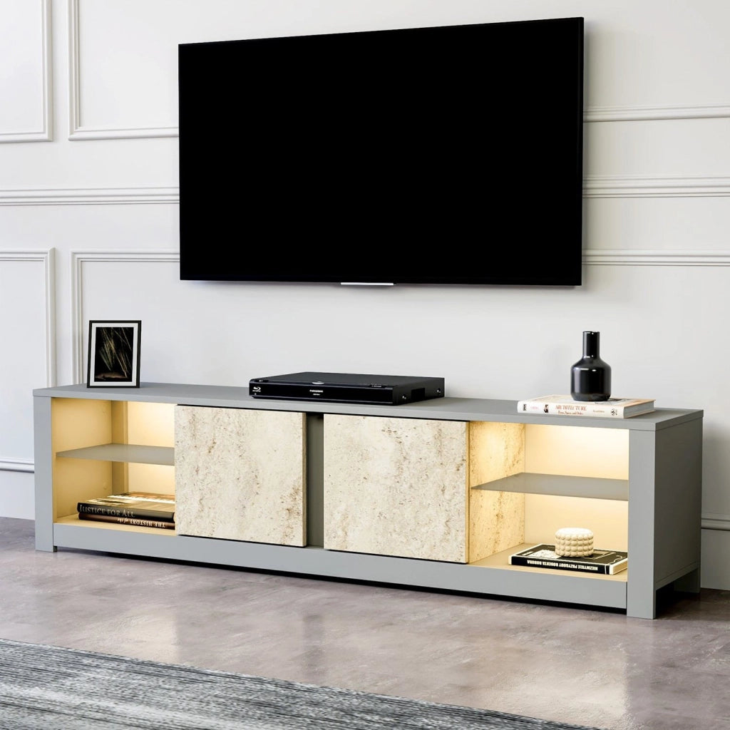 Porta TV in legno "Aydos" 180 x 35 x 45 cm - Grigio