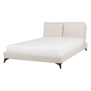 Letto imbottito moderno in ciniglia beige 140 x 200 cm con rete a doghe