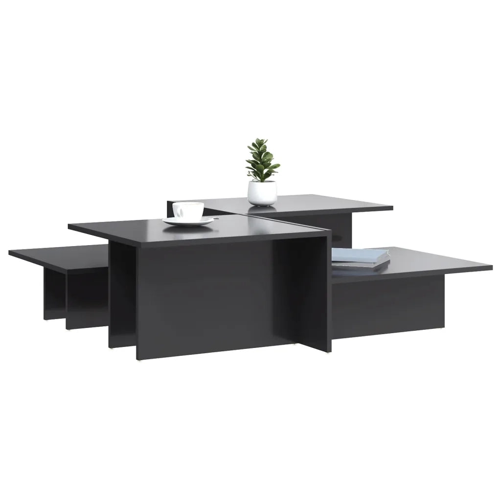 Tavolini da Salotto 2 pz Grigio Lucido in Legno Multistrato 3216157