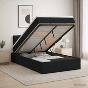 Letto Ottomano con Materasso e LED Nero 120 x 200 cm Tessuto 3456983