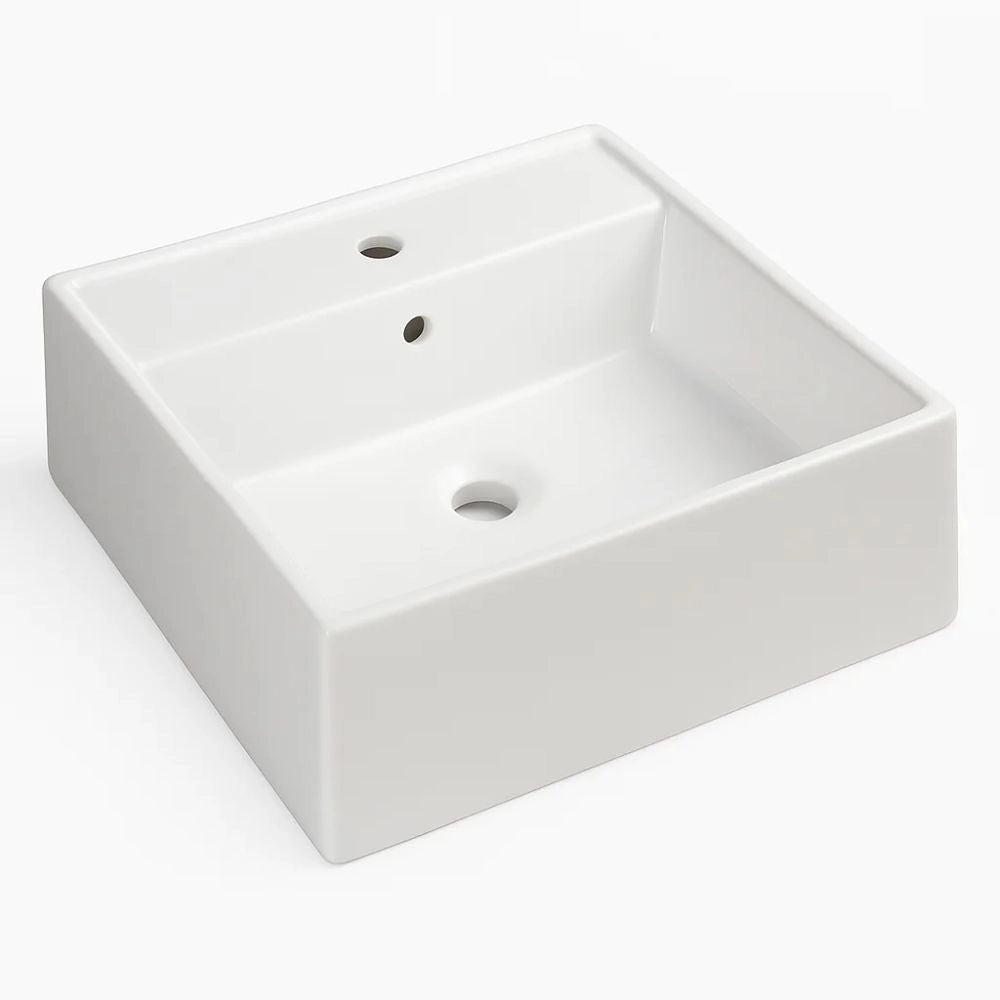 Lavabo d'appoggio ceramica bianco lavandino lavello arredo bagno 2 misure *** misure 51x46x16 cm, confezione 1