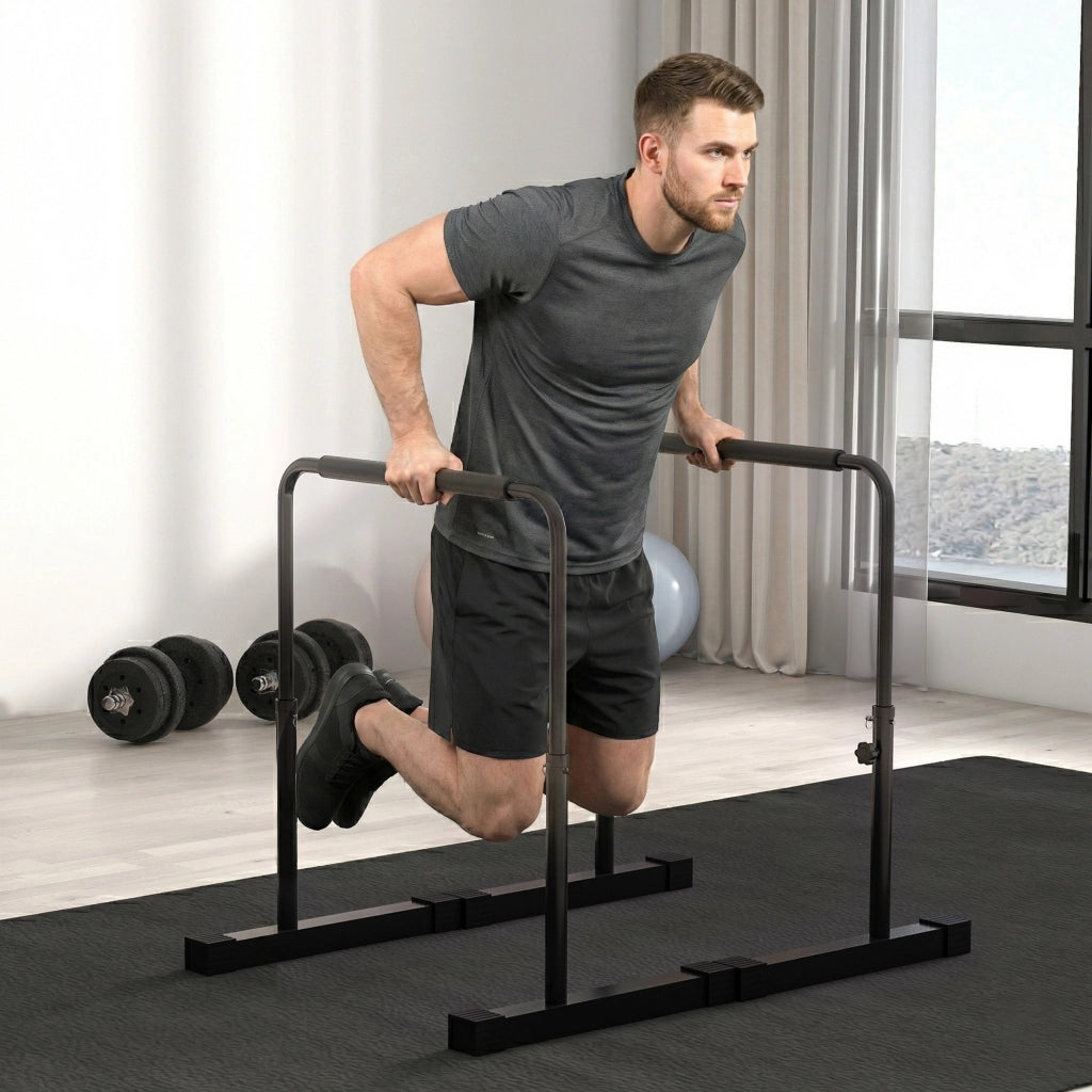 Dip Station ¨C zephmum ¨C Altezza regolabile 80-105 cm, Nero, Acciaio