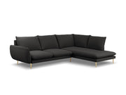 Cosmopolitan Design - Divano angolare destro "Vienna" 6 posti in bouclé nero 