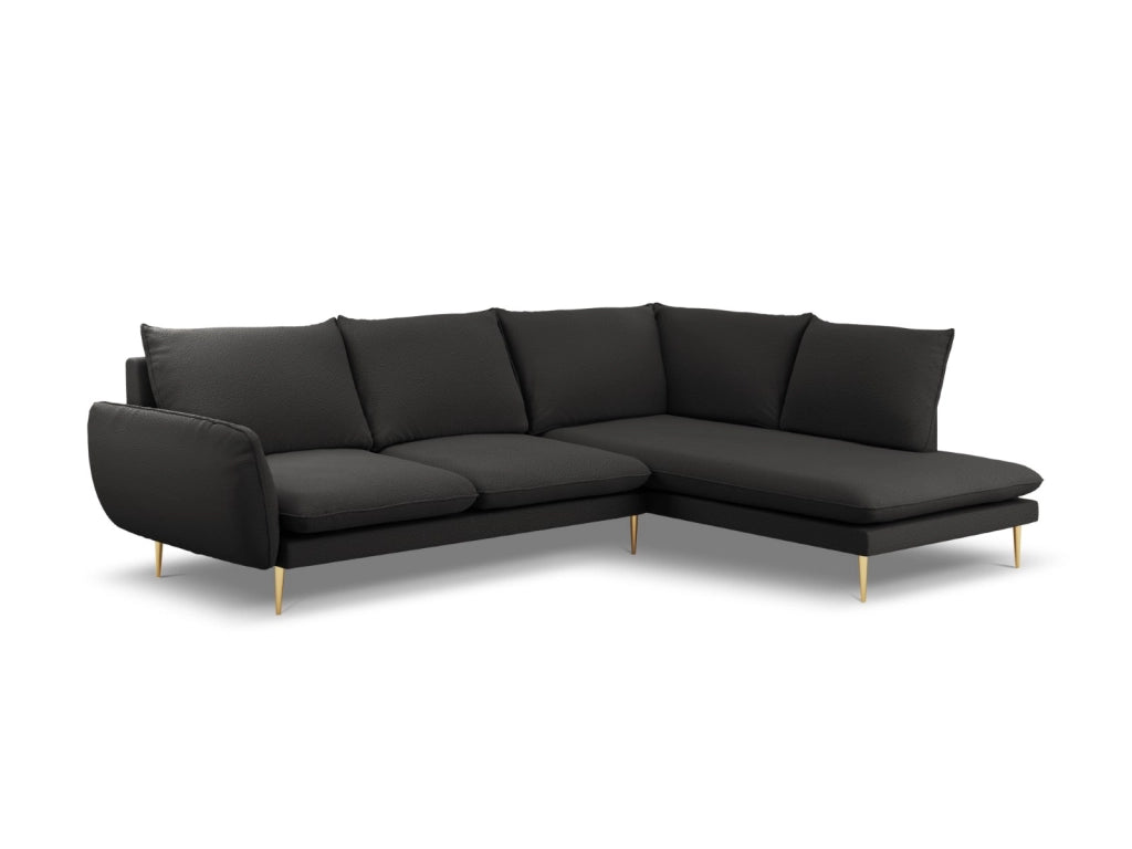 Cosmopolitan Design - Divano angolare destro "Vienna" 6 posti in bouclé nero 