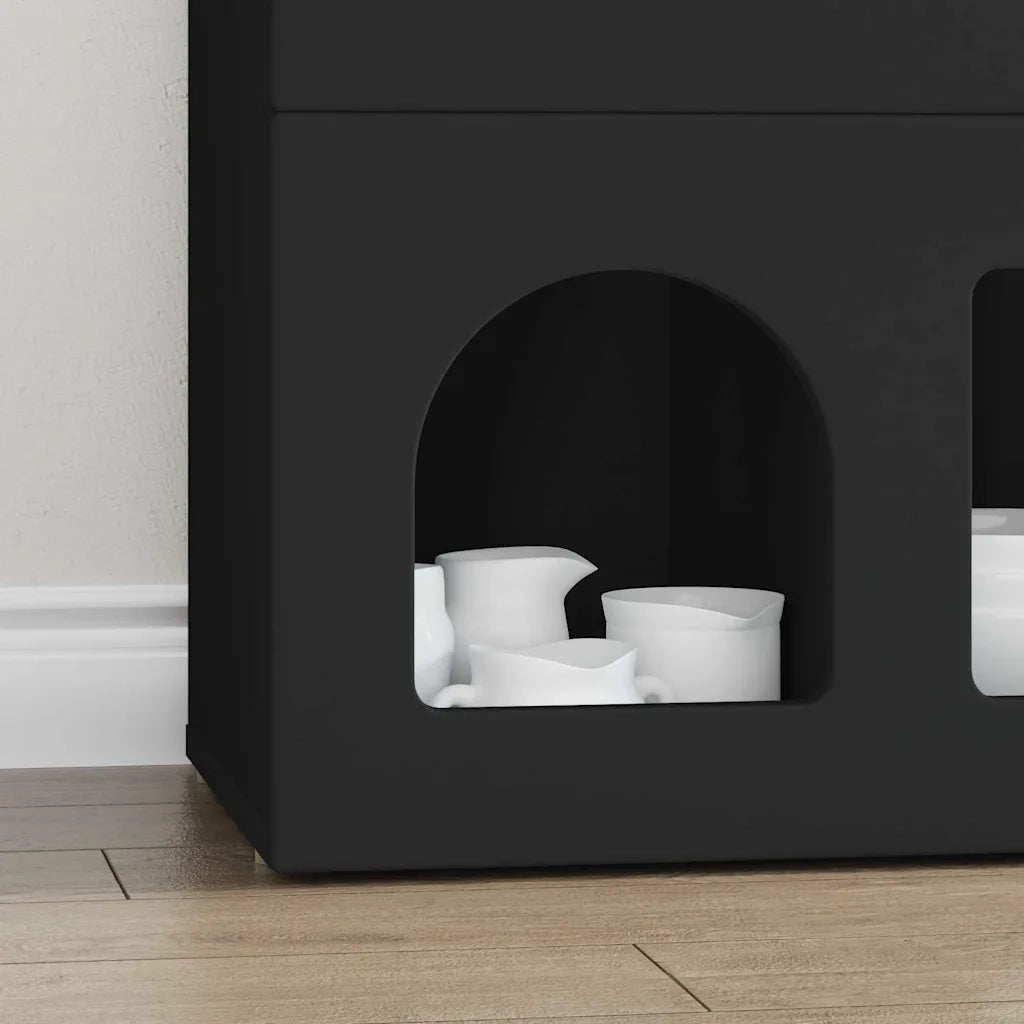 Credenza | Madia | Buffet da pranzo | Armadio da pranzo Nero 80.5 x 35 x 59 cm Legno multistrato