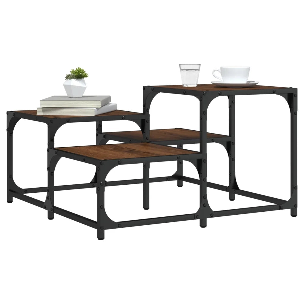 Tavolino da Salotto Rovere Marrone 68x68x40cm Legno Multistrato 837751
