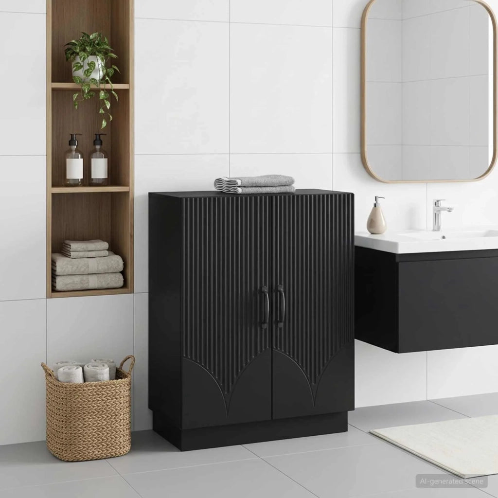 Mobiletto da Bagno HOORN Nero 59,5 x 31 x 77 cm 897276