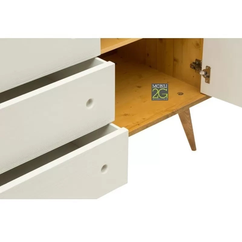Madia credenza abete spazzolato bianco 185x50x84 (881) - Mobili 2G