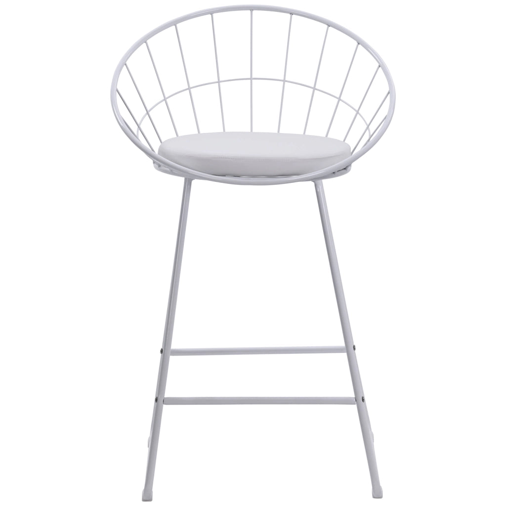 Set di 2 sgabelli da bar 65cm in metallo bianco e cuscino bianco ALEX