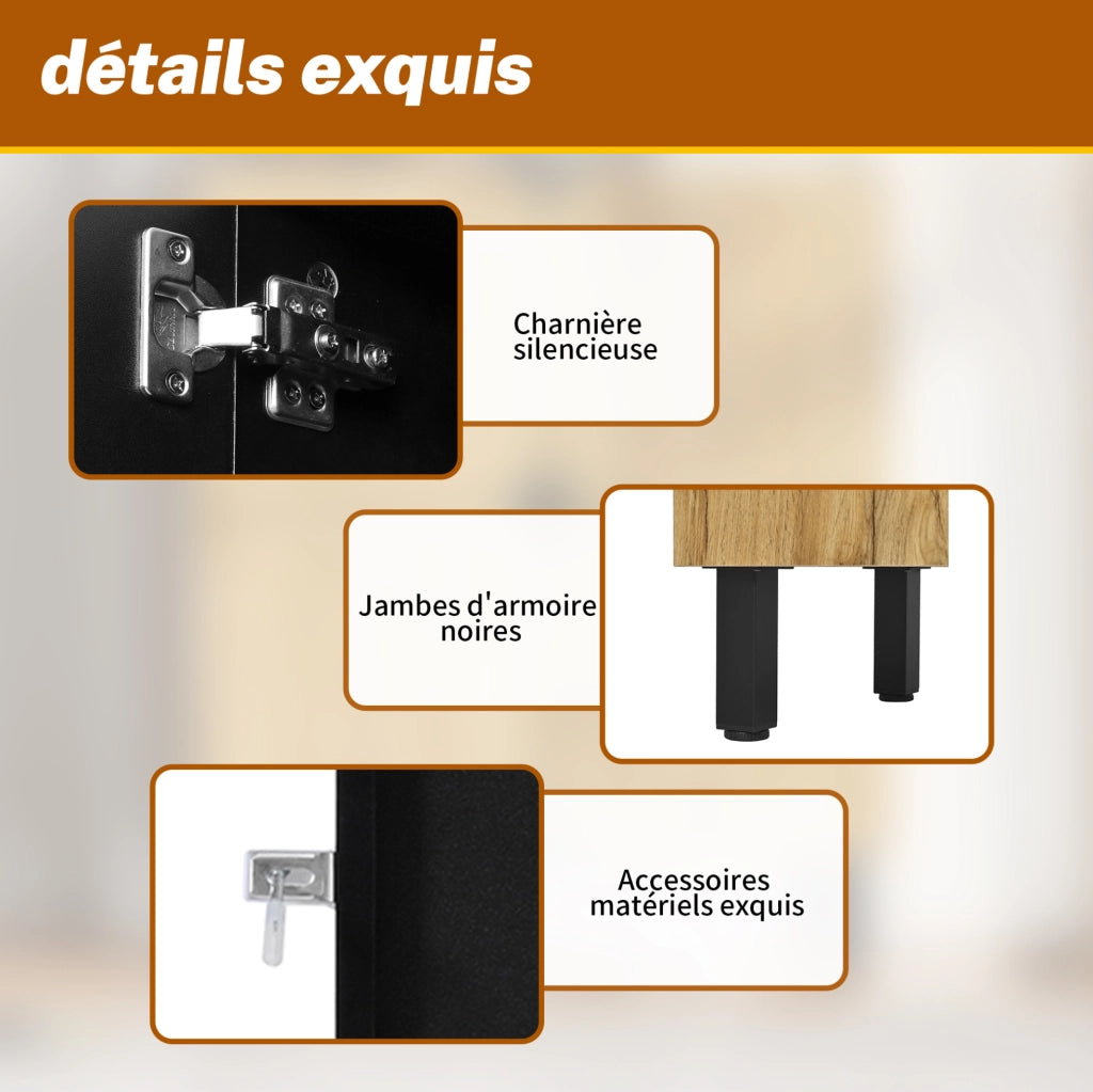 Scarpiera a 4 ante con ripiani regolabili; cerniere soft-close; MDF; nero e naturale