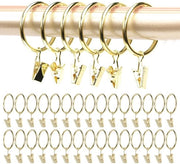Anelli per tende con ganci - 30 pezzi - oro - 32 mm