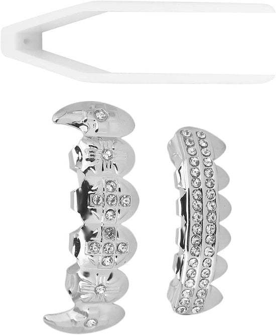 Accessorio di moda hiphop per denti falsi - Reutilizzabile - Sicuro da utilizzare - Facile da indossare - Per il Halloween - Protesi dentaria in plastica