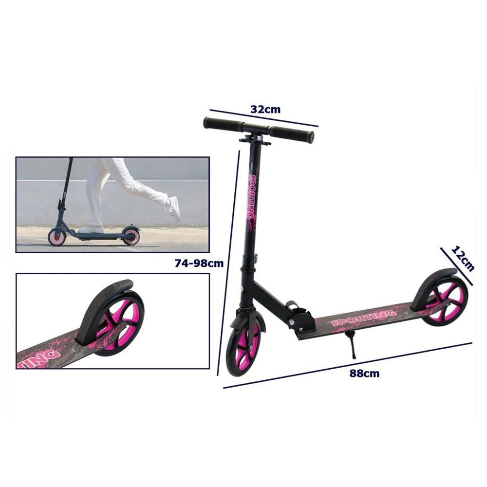 Trade Shop - Monopattino 2 Ruote Altezza Regolabile Veloce Leggero Versatile Adulti Ragazzi - Fucsia