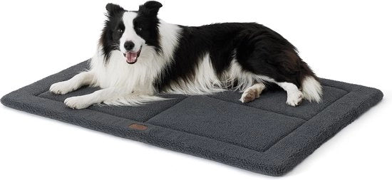 Matrice per cani da asciugare, cani di taglia media, 89 x 58 cm, cuscino per cani di taglia media con imbottitura a schiuma alta densità, Sherpa, lavabile, grigio scuro