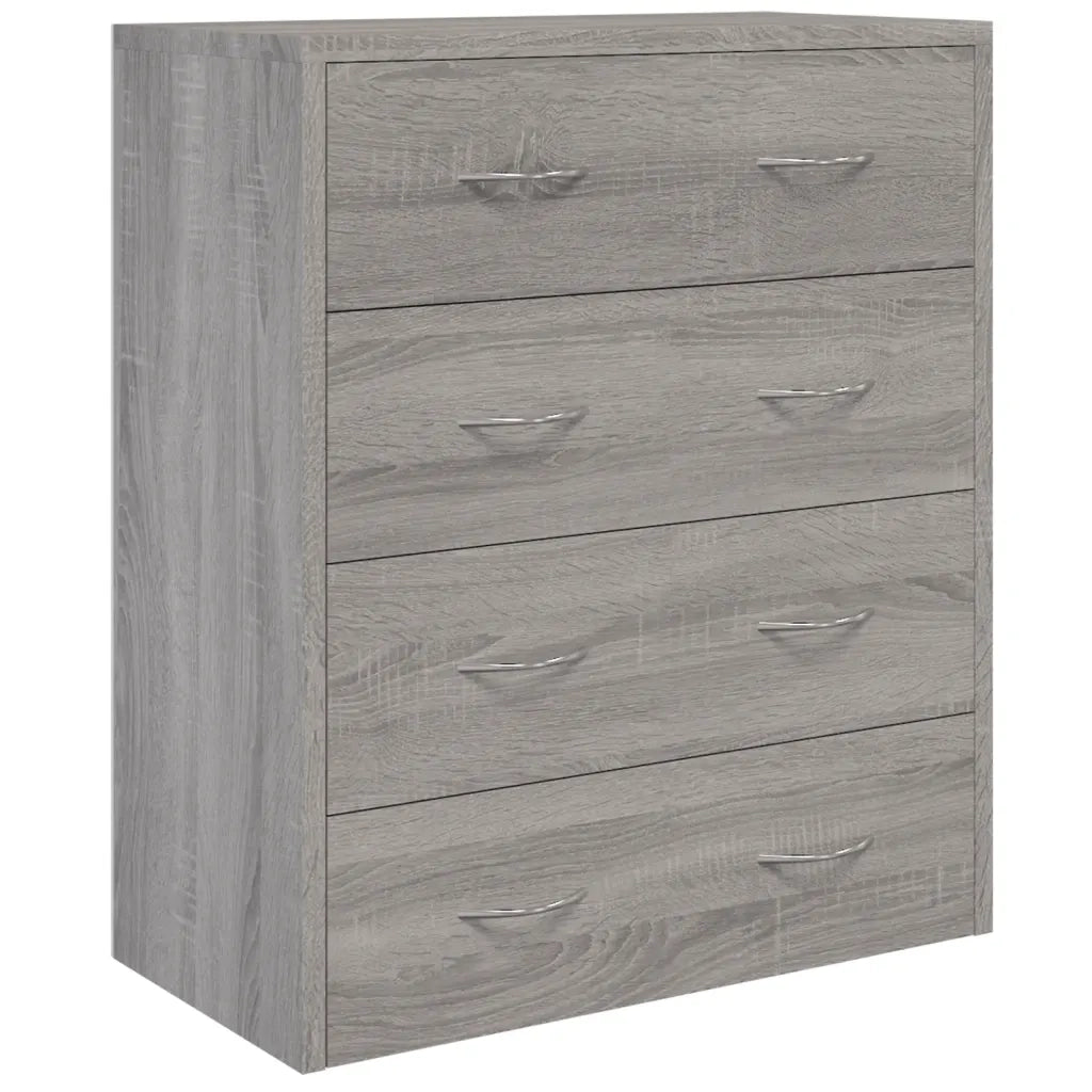Credenza con 4 Cassetti-Buffet-Armadio da cucina 60x30,5x71 cm Grigio sonoma