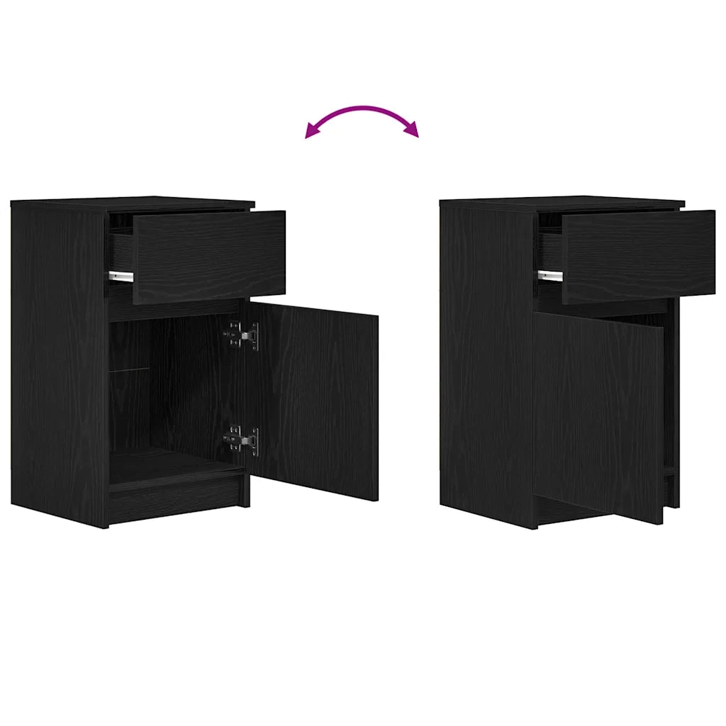 vidaXL Comodino Nero 39x35x65 cm in Legno Multistrato