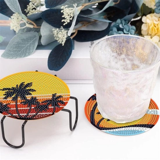 Onderzetters per diamantpainted zonsondergang 8 pezzi con superficie antiscivolo per cucina