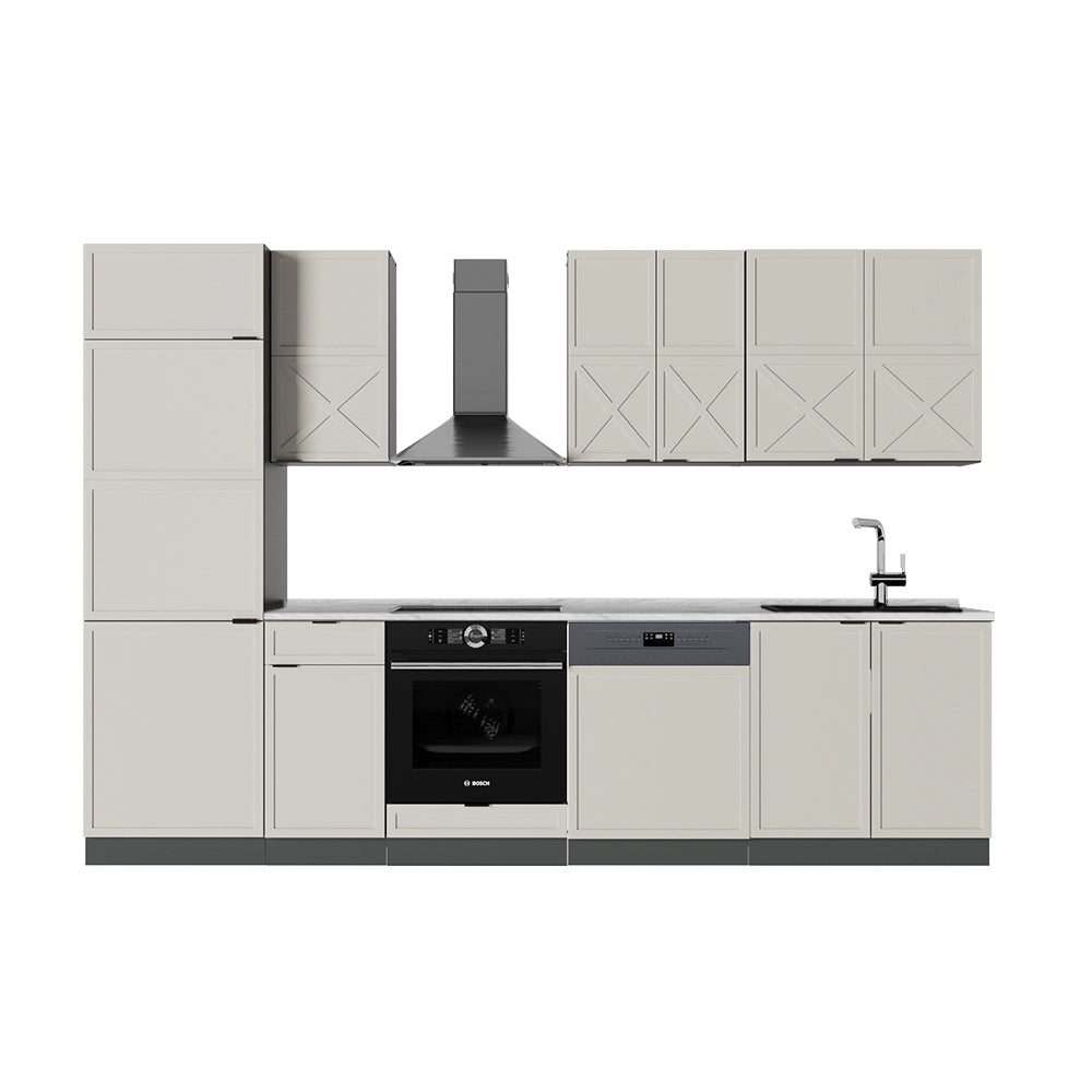 Cucina componibile Fame-Line GrigioBeige/Antracite 300 cm, PL Marmo Vicco