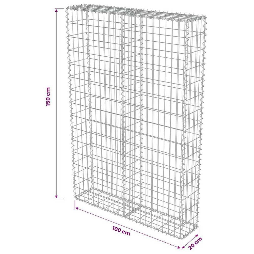 Gabion Wall With Cover, Galvanized Steel, 100x20x150 Cm