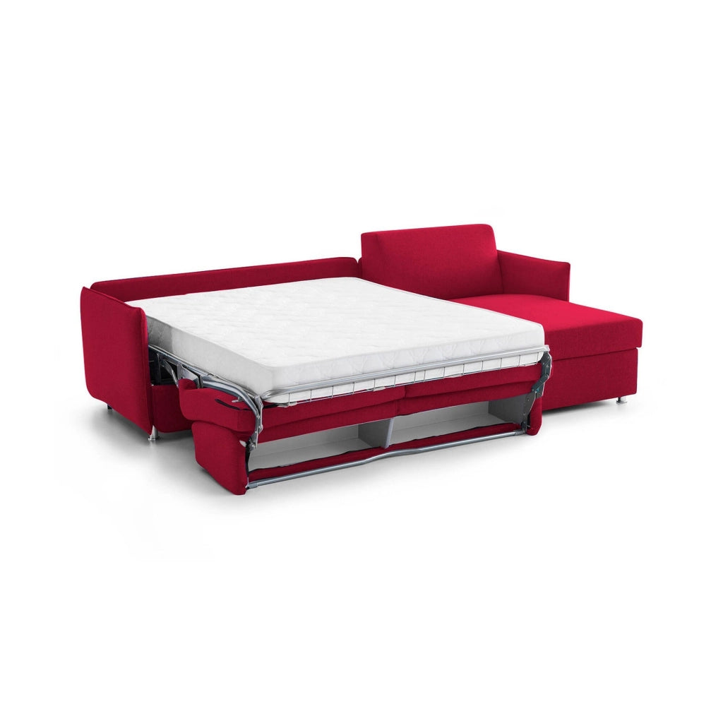 Sumirago, Divano Letto con Penisola Sfoderabile Made in Italy, 260x160 cm Rosso