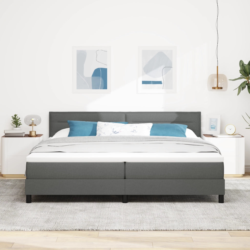 Letto Box Spring con Materasso Grigio Scuro 200x200 cm Tessuto