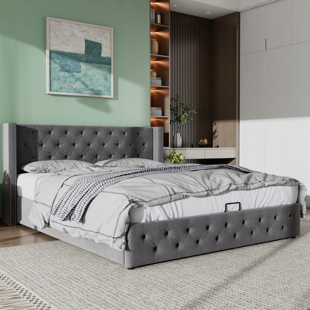 Letto matrimoniale - Xylo - 180x200cm - Grigio - Idraulico, antiallergico