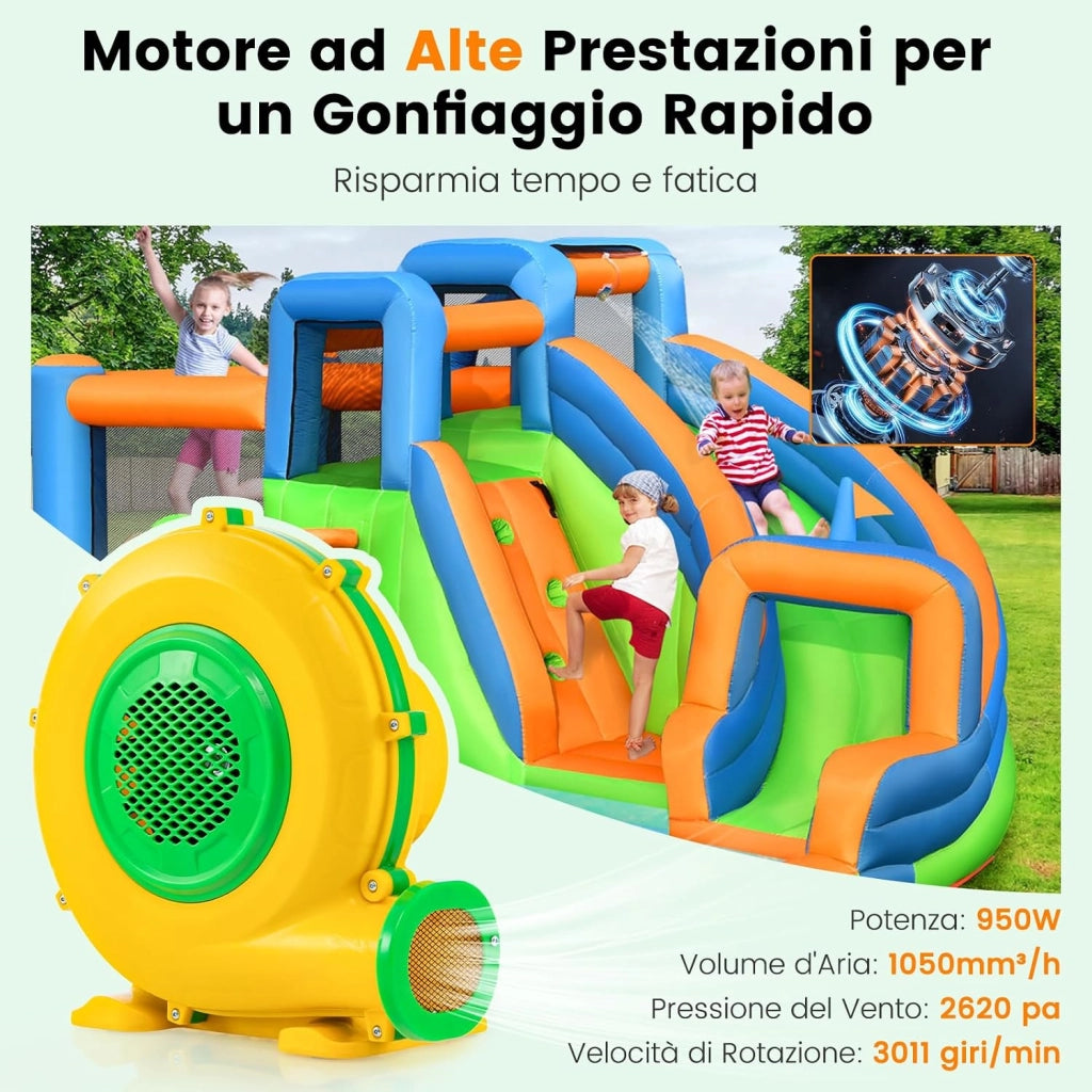 Ventilatore di Aria del Castello Gonfiabile, Soffiatore per Giochi Gonfiabili con Cavo di Alimentazione, per Castello Gonfiabile, Scivolo Acquatico e Giochi Gonfiabili (950W)