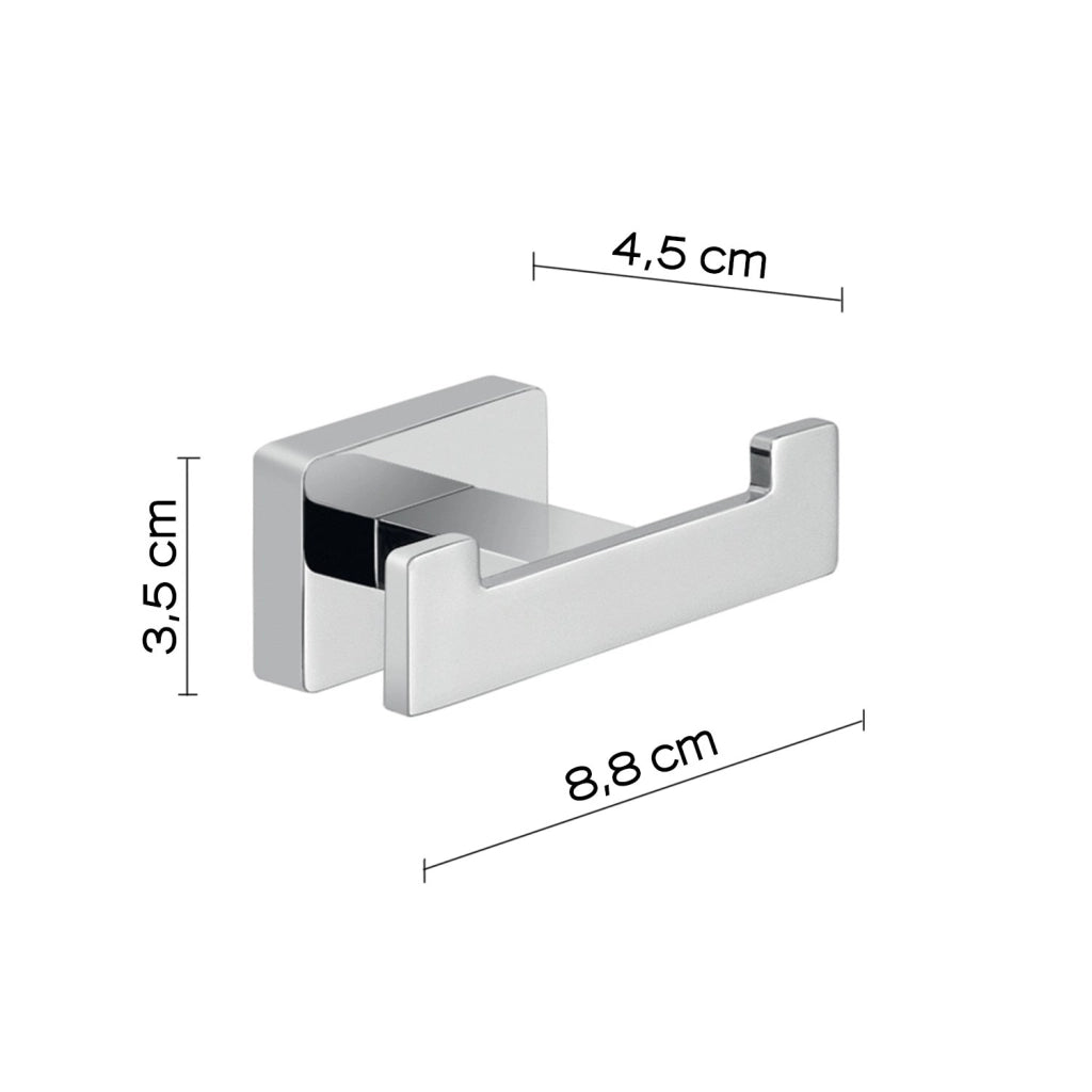 Appendiabiti doppio da muro in acciaio inox e Cromall 4426 Gedy serie ATENA Cromato