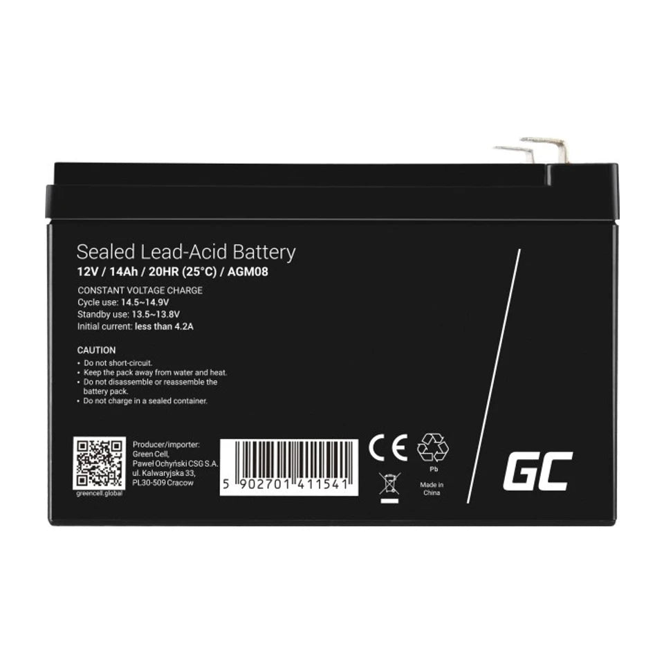 Batteria ricaricabile industriale Green Cell AGM08 piombo sigillato (VRLA) 1400 mAh 12 V