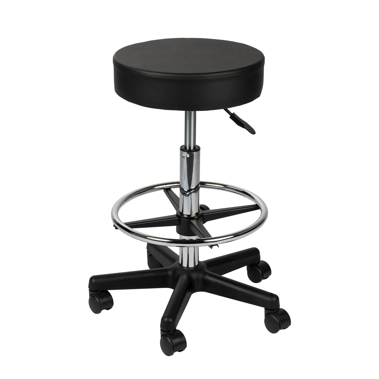 Sgabello con ruote regolabile in altezza 65-87 cm, max 120 kg girevole a 360°, per ufficio studio fotografico