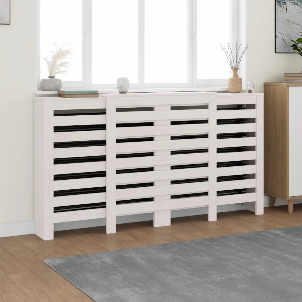 Copertura Termosifone Bianca 210x21x85 cm Legno Massello Pino CFW6932805