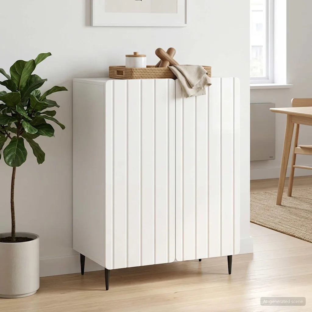 Credenza Bianco Lucido 66 x 34,5 x 92 cm Legno ingegnerizzato 894359