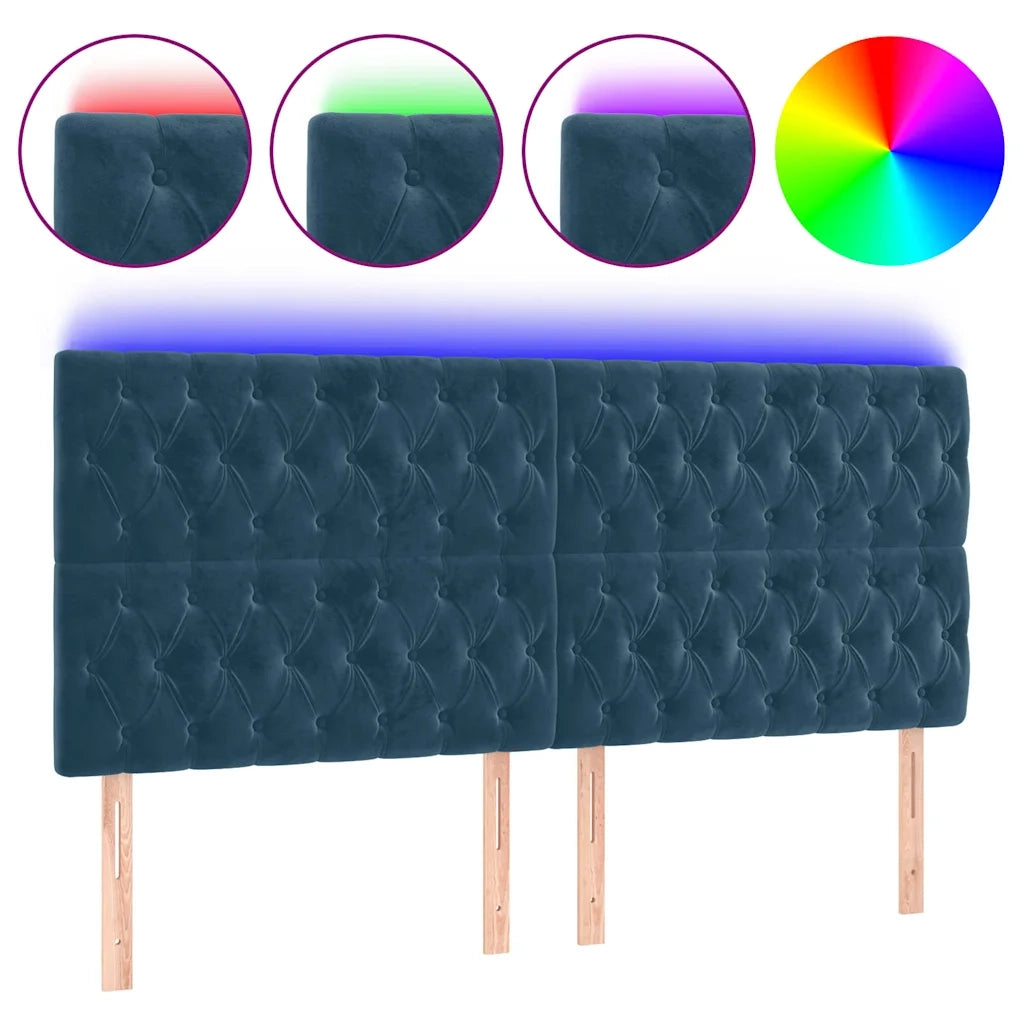 Testiera | Testata a LED Blu Scuro 200x7x118/128 cm in Velluto
