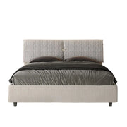 Letto matrimoniale con rete imbottito 160x210 tessuto Aragona 1 bianco Mados