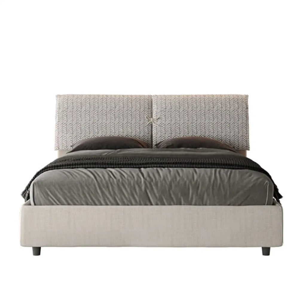 Letto matrimoniale con rete imbottito 160x210 tessuto Aragona 1 bianco Mados
