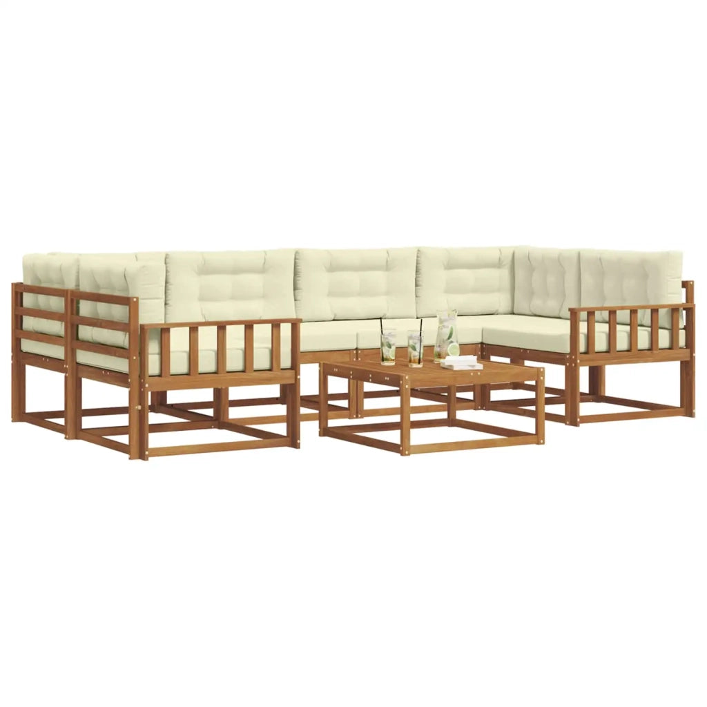 Set di divani da esterno con cuscino 7 pcs Naturale e Crema