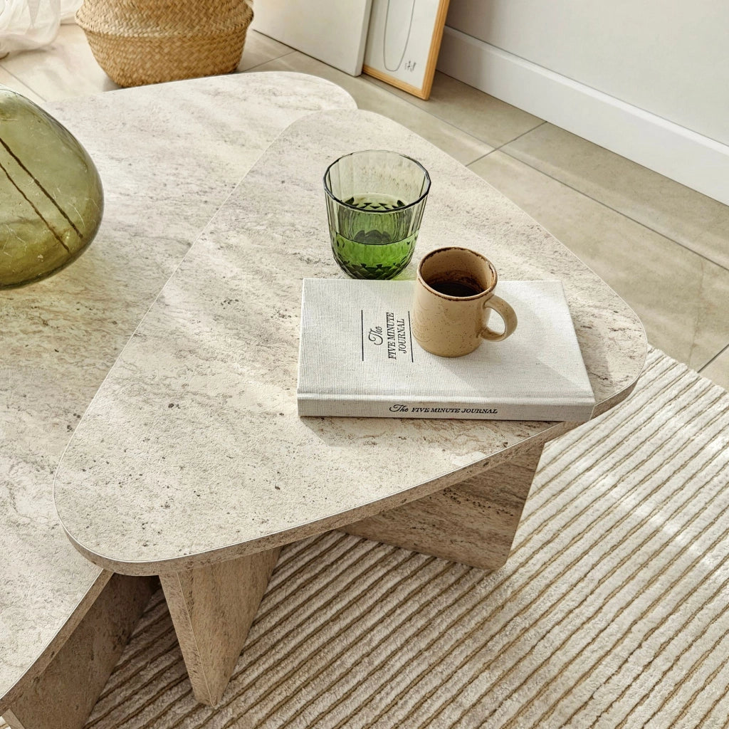 Saraceno, Tavolino da Salotto Modulabile, 90x60x35h cm Bianco Marmo