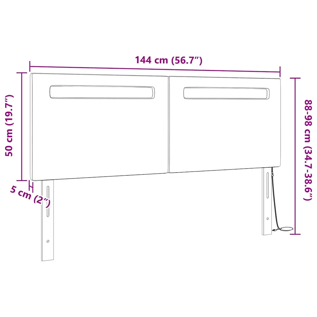 Testiera LED-Testata con LED-Testiera Decorativa Nero 144 cm Pelle Sintetica