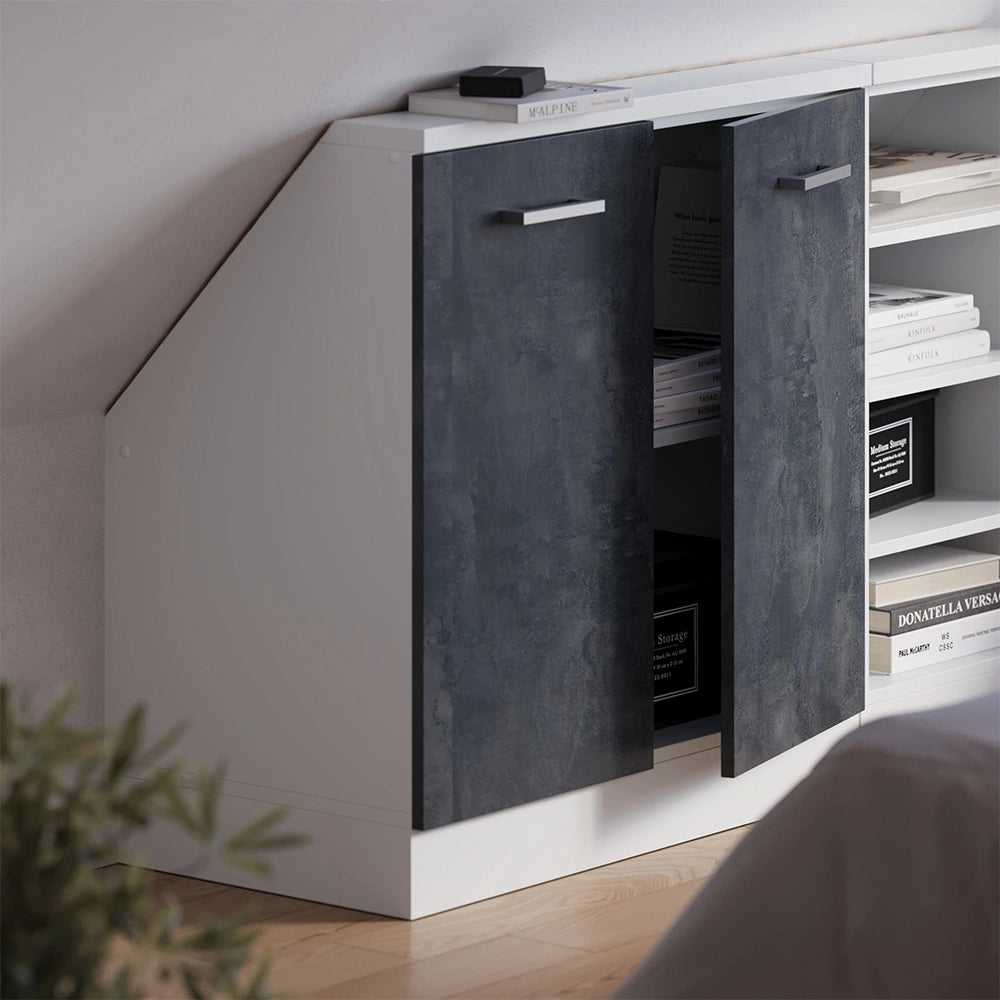 Mobile sottotetto Rion Calce nera/Bianco con 2 porte Vicco