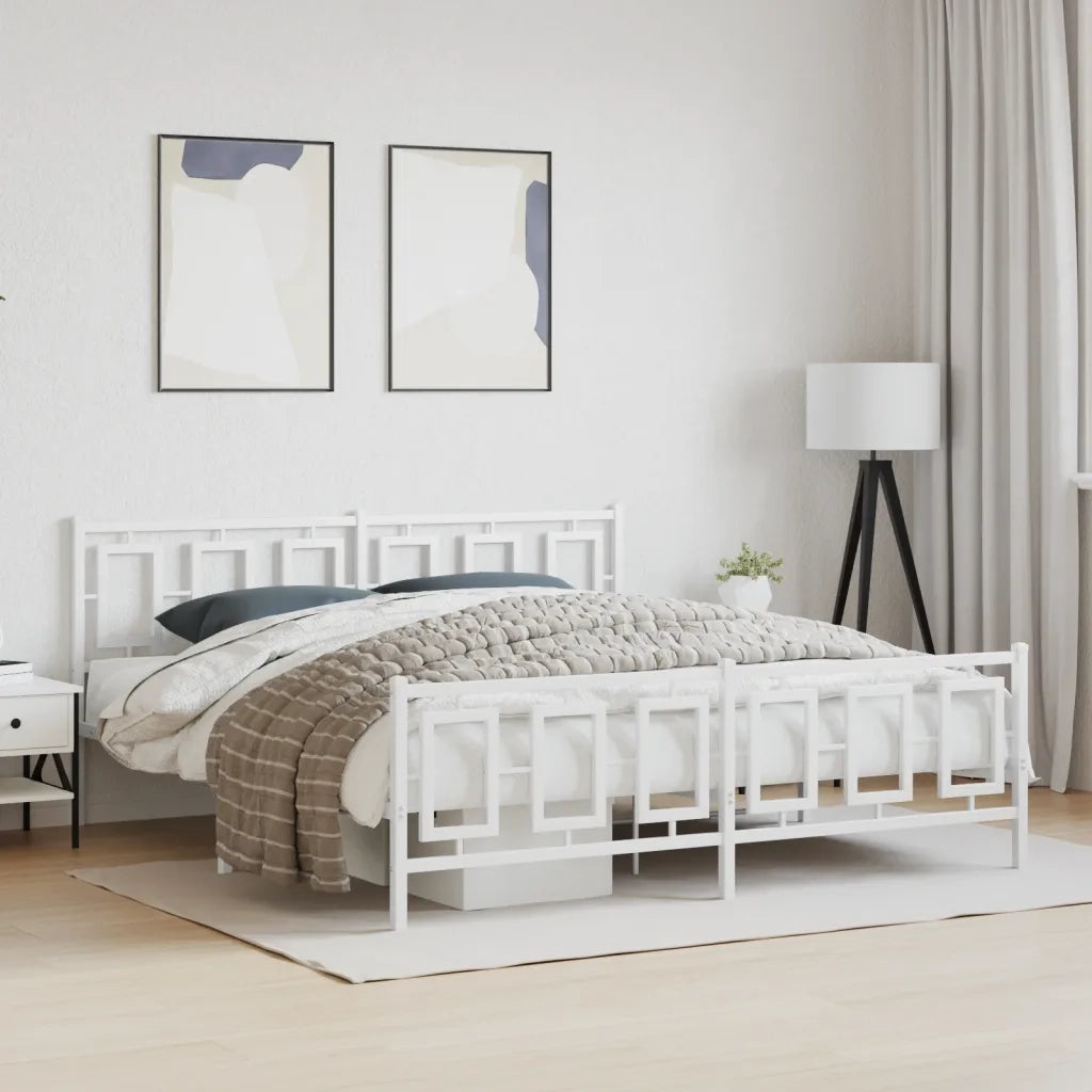 Giroletto con Testiera e Pediera-Struttura Letto Metallo Bianco 183x213 cm 266589