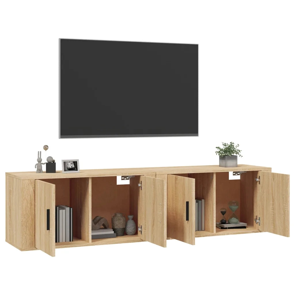 vidaXL Mobili Porta TV a Parete 2 pz Rovere Sonoma 80x34,5x40 cm