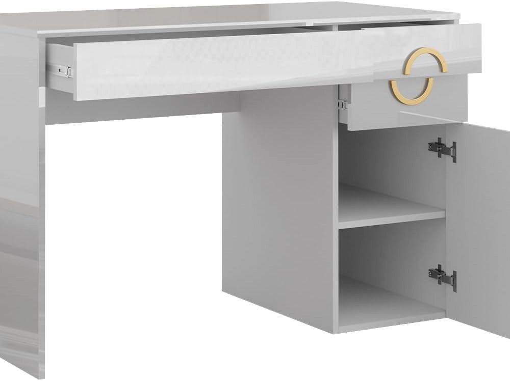 Vicco Tavolo da toeletta Adela, Bianco, 115 cm con 3 cassetti, Funziona anche come postazione di lavoro elegante