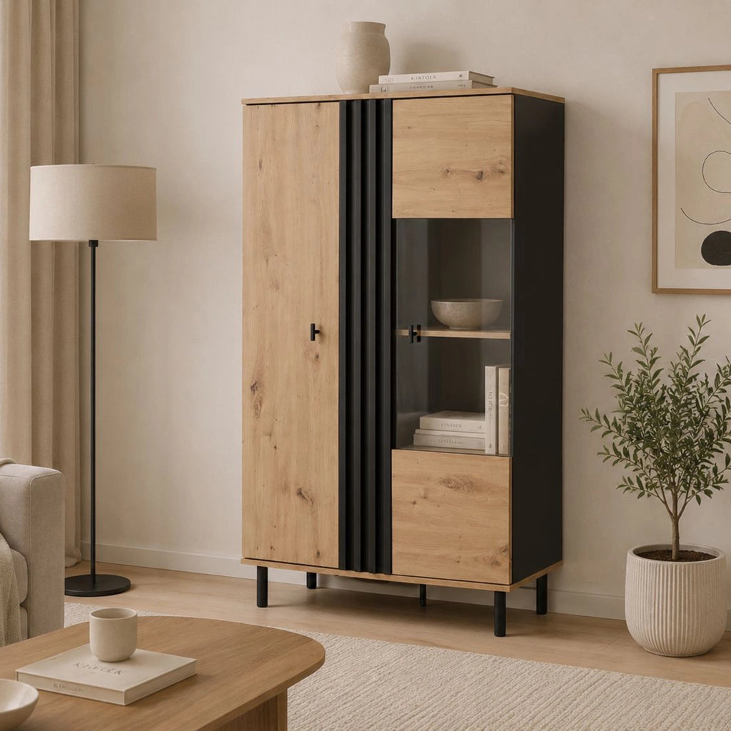 Mobile Espositore Lafasoli, Vetrina 6 Ripiani, 90x40x149h cm Marrone Rovere Nodi