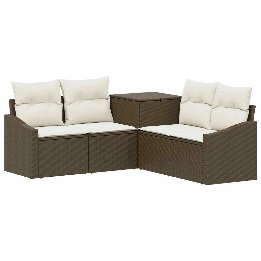 Set di divani 5 pz Marrone e Bianco Crema 3447816