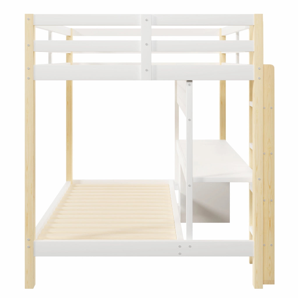 Letto a castello con scrivania, cassetti e pannello forato 140x200/90x200