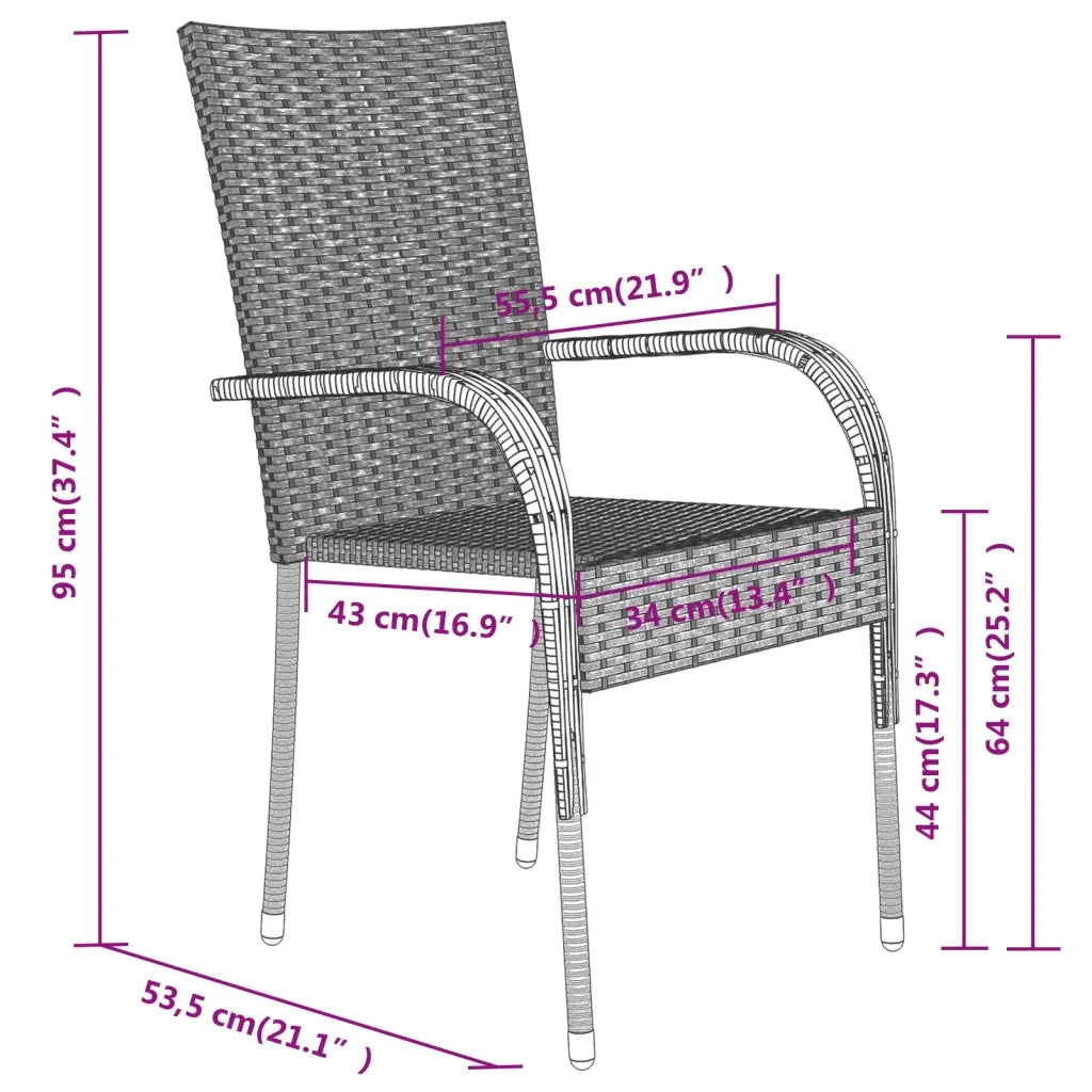 Set da Pranzo da Giardino 7 pz | Set Salotto da Giardino Grigio e Nero