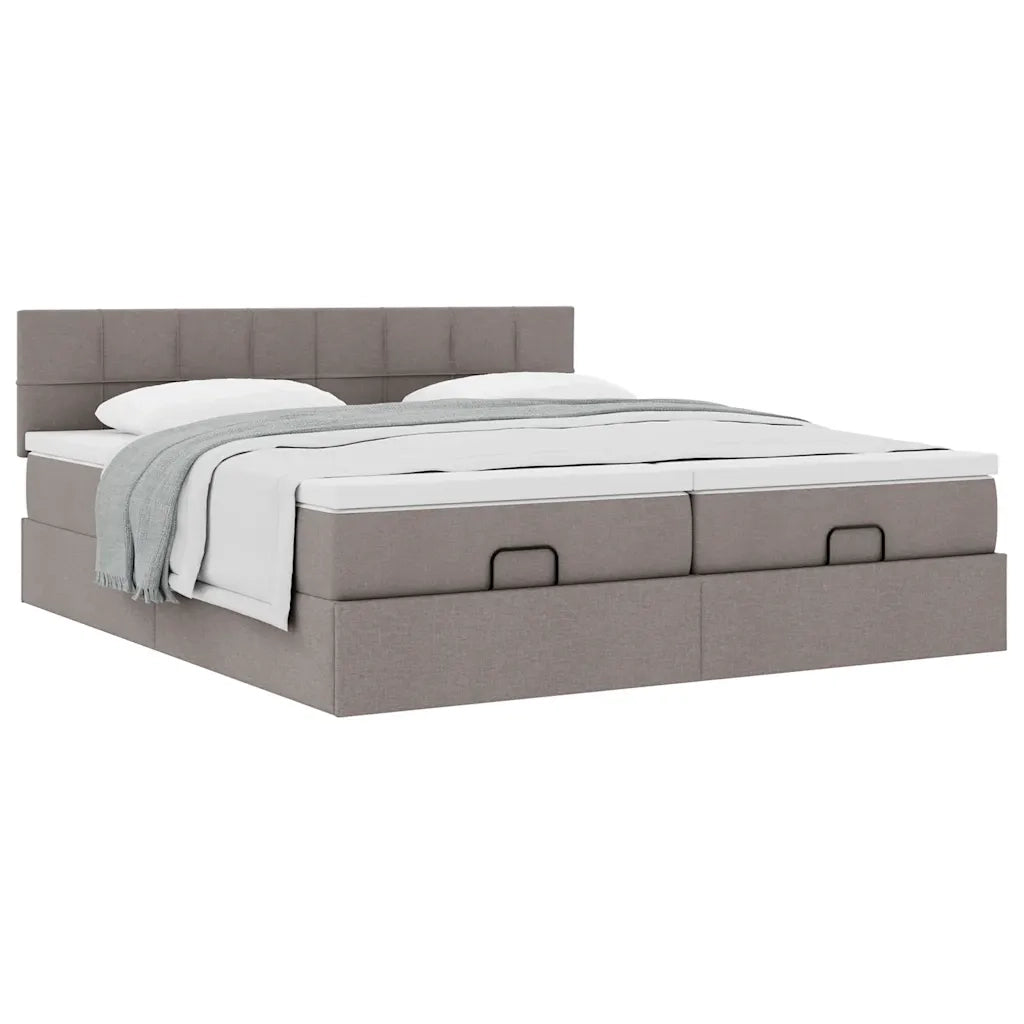 Struttura Letto Pouf con Materassi Tortora 180x200cm in Tessuto 3311998