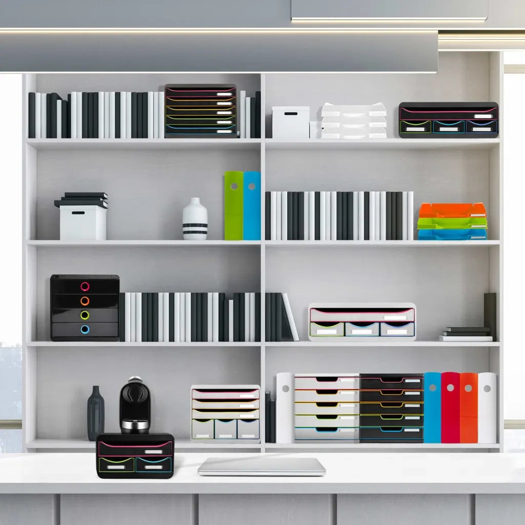 Exacompta Set da Scrivania con 4 Cassetti Big-Box Black Office Nero 444586