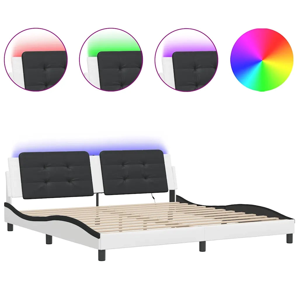 Giroletto con LED senza Materasso Zadar Bianco e Nero 200x200 cm 3214137